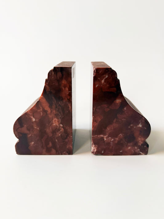 French Antique Rouge Marble Bookends