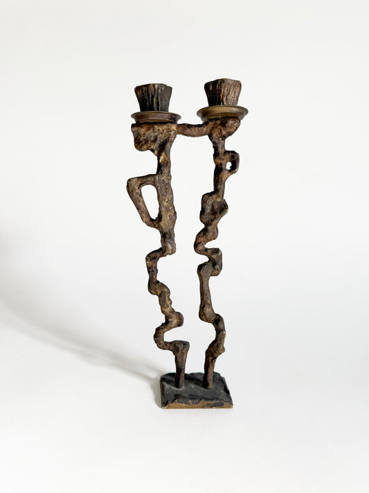 Brass Brutalist Candleholder