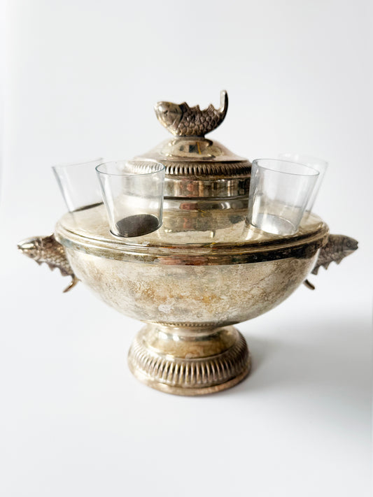 Silver Plated Sardine and Vodka Serving Dish