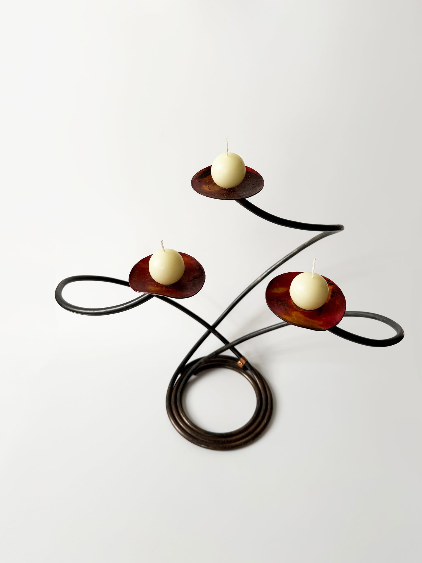 Artist Signed Three Candle Holder