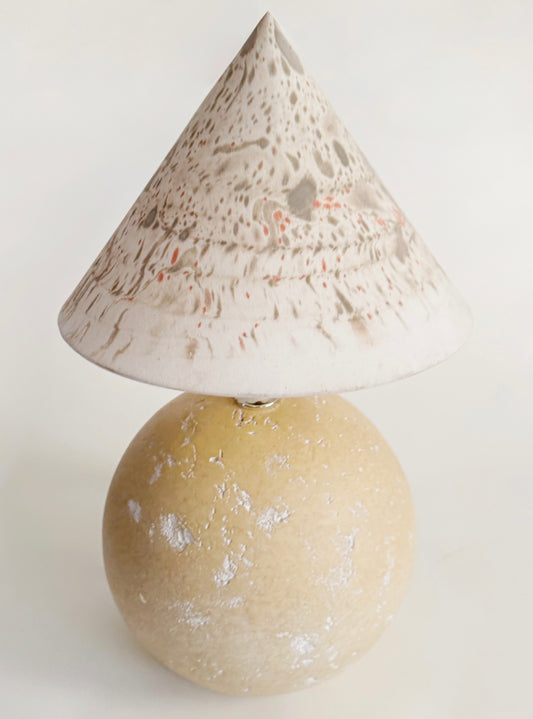 Large Shell Inspired Lamp with Hand Marbled Shade