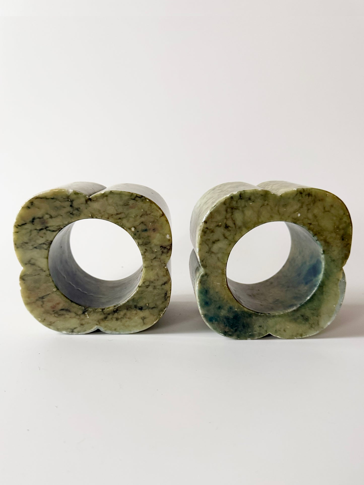 Green Clover Italian Alabaster Bookends