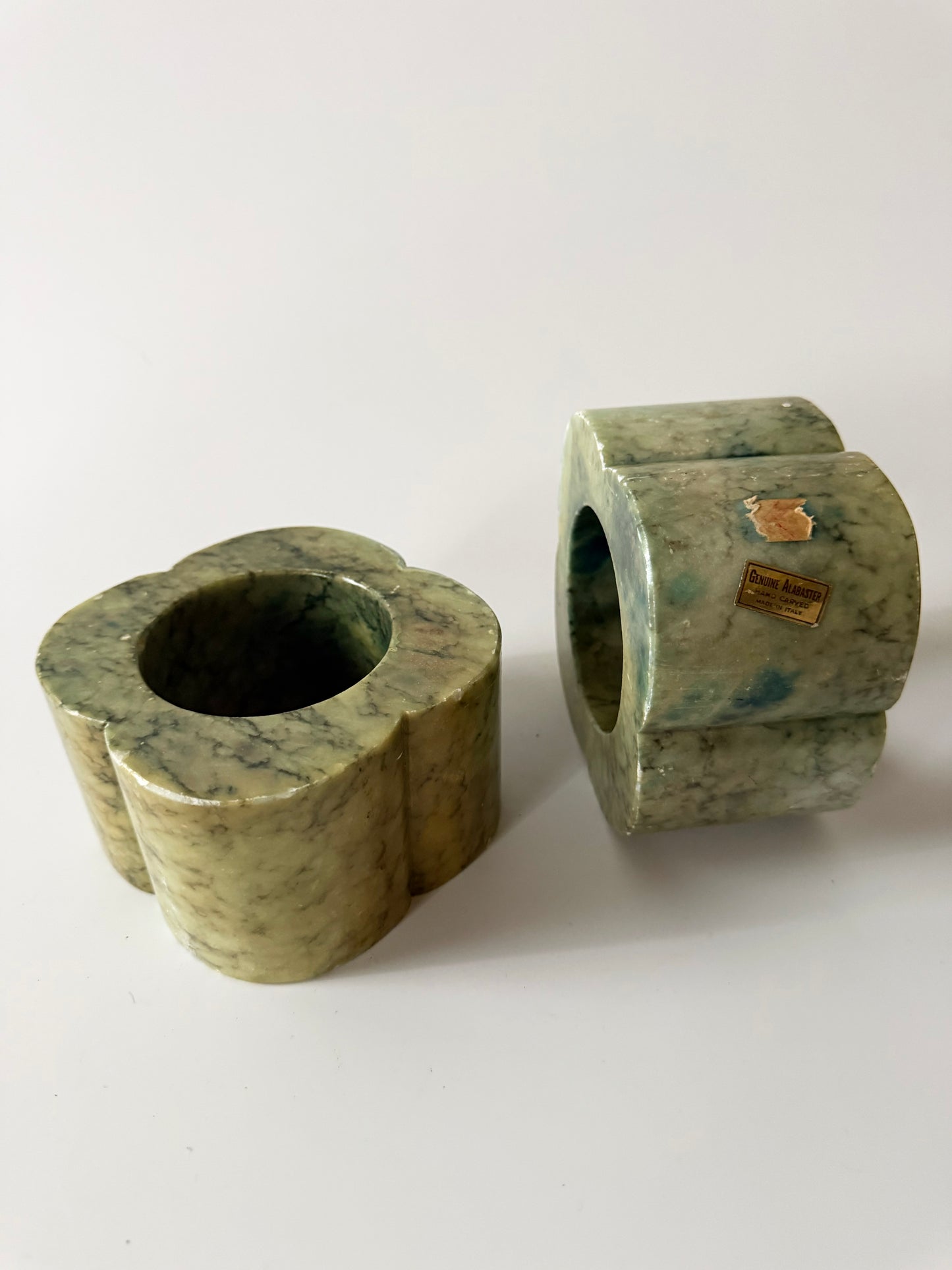 Green Clover Italian Alabaster Bookends
