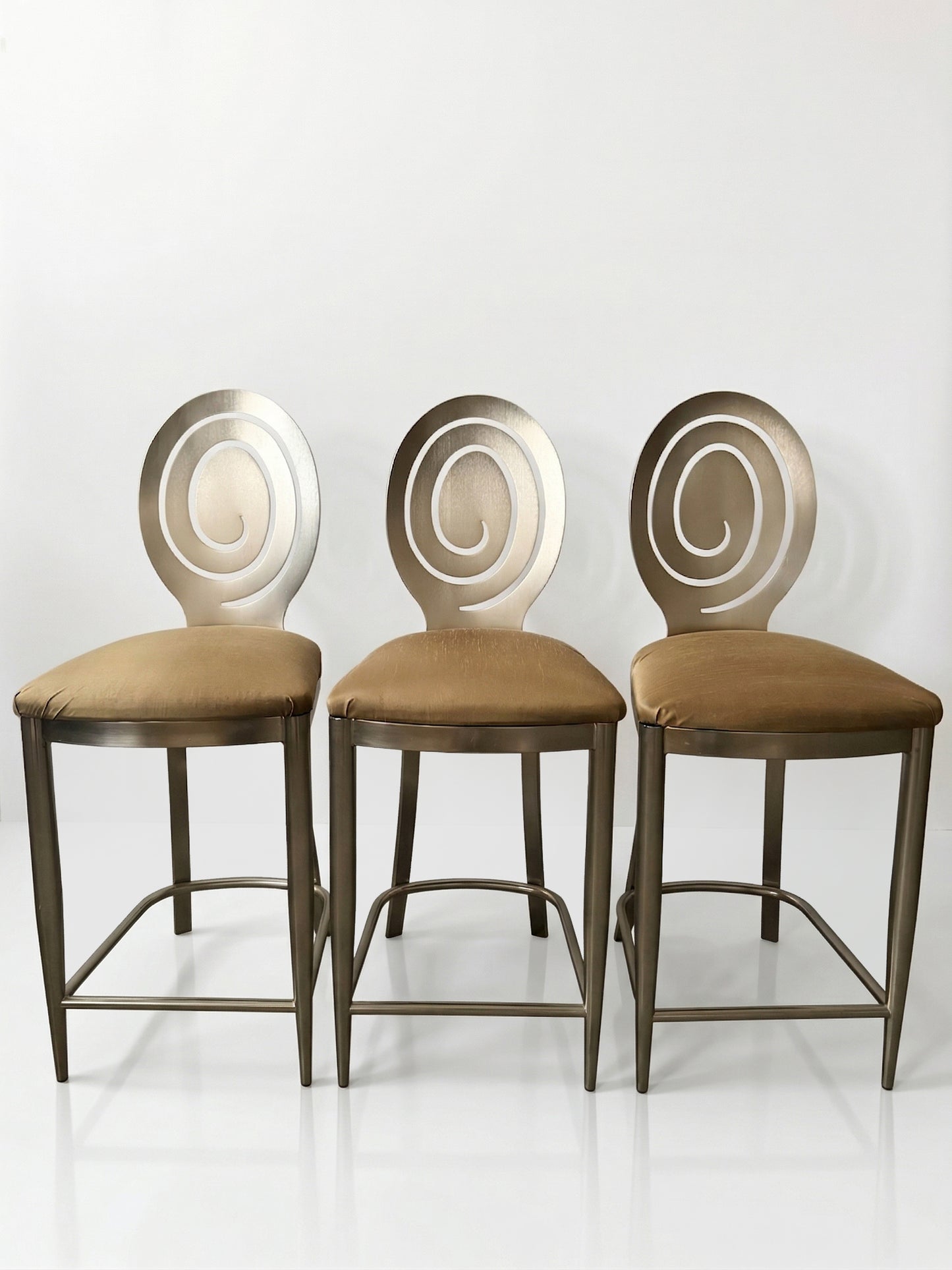 Set of Three Spiral Backed Bar Stools