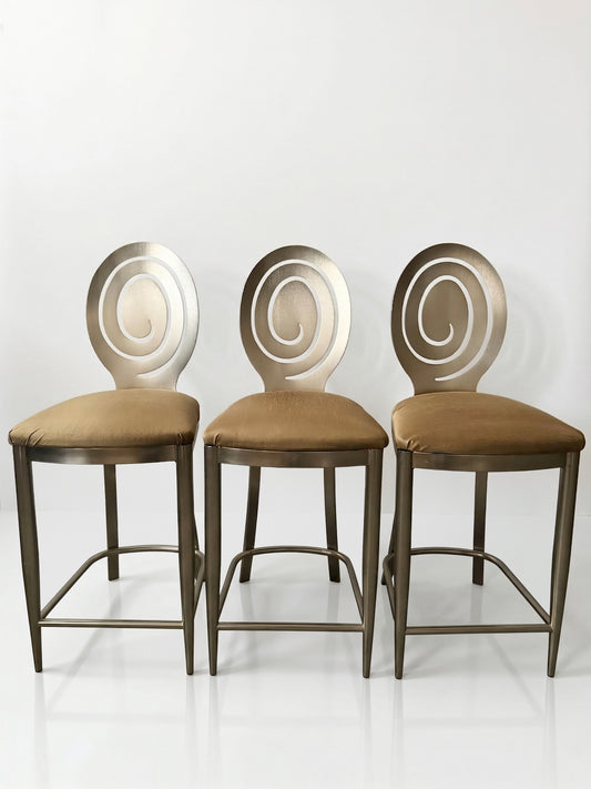 Set of Three Spiral Backed Bar Stools